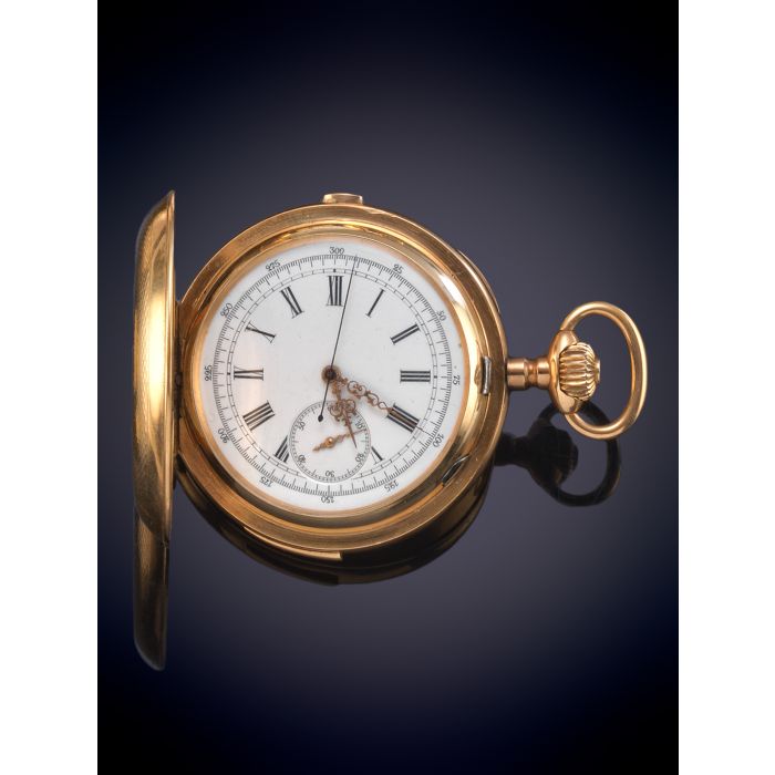 Erudito Pompeya expandir 844-Reloj saboneta francés de complicación con sonería a minutos y  cronógrafo, maquinaria vista. caja en oro amarillo de | Fernando Durán