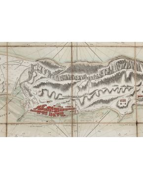 3072-72.- Plan du promontoire de la ville et du port de Gibraltar avec les ouvrages faits depuis le dernier siège. A París. chez Lattré. (1780). Carta náut