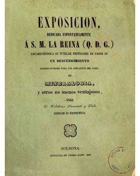 3091-91.- (MAGNETISMO / GALVANISMO / ELECTRICIDAD).  SANMARTI Y SALA. Celedonio. SOLSONA. Imprenta de Pedro Sant 1864. Exposición. dedicada espontaneamente