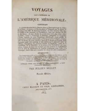 3111-111.- MELLET..- VOYAGES dans l'interieur de L'AMÉRIQUE MÉRIDIONALE. contenant La relation de celui fait de Buenos-Aires a l'Assomption para la rivière