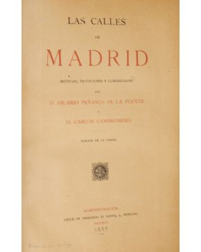 3185-3185.- Las Calles de Madrid Noticias. Tradiciones y Curiosidades por D. Hilario Peñasco de la Puente y D. Carlos Cambronero. Dibujos de la Cerda. Madr