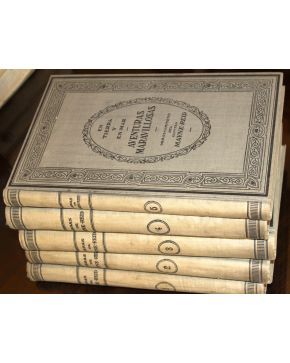 3190-3190.- Mayne Reid.- En Tierra y en Mar. Aventuras Maravillosas. Obras completas del Capitán Mayne Reid. Barcelona. Seix Barral. c. 1900. 5 vols. Folio