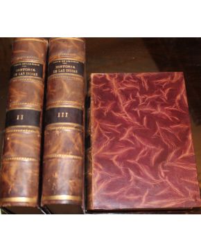 3211-3211.- CASAS. Bartolome de las.- Historia de las Indias. S. XIX. 3 vols. 4º. pasta valenciana.