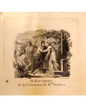 3031-3031.- (GRABADOS). Un volumen encuadernado con papeles de agua de época. 200 x 135 mm. S. XVIII. (Madrid?. s. XVIII) Libro de Rezo. Compuesto por 13 g