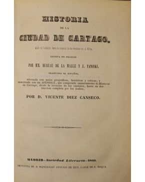 3138-3138.- HISTORIA DE LA CIUDAD DE CARTAGO. desde su fundación hasta la invasión de los vándalos en el Africa. Traducida al español. adornada con notas g