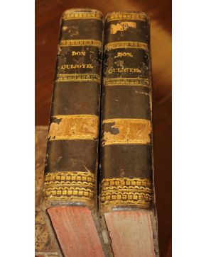 3162-3162.- CERVANTES. Miguel de.- El Ingenioso Hidalgo Don Quijote de la Mancha. 2 vols. Barce-lona. Imp. Antonio Bergnes. 1839. Edición adornada con xilo