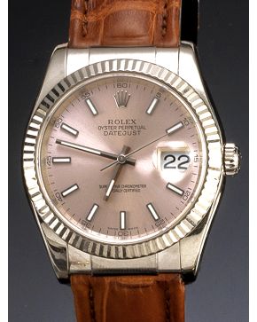 1052-IMPORTANTE RELOJ DE COLECCIÓN ROLEX OYSTER PERPEATUAL DATEJUST. CAJA EN ORO BLANCO DE 18K CON EL BISEL GALLONADO. REF: 16139. Nº MOVIMIENTO: F625638