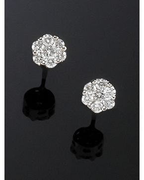 317-PENDIENTES ROSETONES DE BRILLANTES. Montura de oro blanco de 18k. 