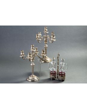 630-Candelabros de 5 luces en plata punzonada. marcas 916.