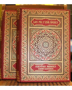 3147-Las mil y una noches Cuentos Árabes Traducidos en alemán del texto árabe por Gustavo Weil. Barcelona. Montaner y Simon. 1914. 2 vols