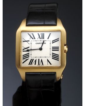 878-SOFISTICADO RELOJ DE PULSERA CARTIER. FINA CAJA EN ORO AMARILLO DE 18K. Nº 373911CE. MOVIMIENTO MECÁNICO MANUAL. Esfera beige con nuemración romana 