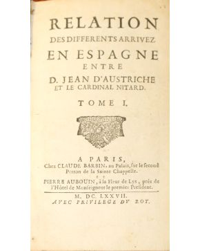 3058-Relation des differents arrivez en Espagne entre D. Jean D'Austriche et le Cardinal Nitard. A Paris. chez Claude Barbin. au Palai. sur le second Perro