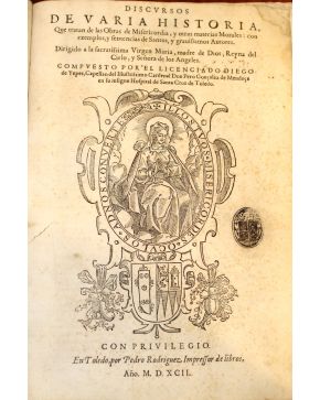 3098-YEPES. Diego de.- Discursos de Varia Historia. Que tratan de las Obras de Misericordia. y otras Materias Morales: con exemplos y sentencias de Santos 