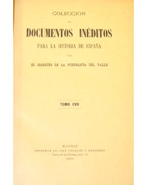 3142-Colección de documentos inéditos para la Historia de España por El Marqués de la Fuensanta del Valle. Ma-drid. Imprenta de José Perales y Martínez. 18