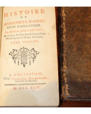 3164-Histoire de Marguerite d'Anjou. Reine d'Anglaterre. Par Monsieur l'Abbé Prevost. 2 vols. A  Amsterdam. chez François Desbordes. 1745. 8º. plena piel.