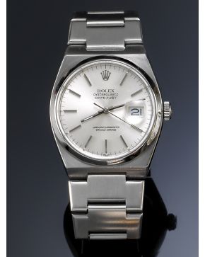 1042-RELOJ ROLEX OYSTER QUARTZ  DATEJUST. MODELO 17000. NÚMERO DE SERIE:7558258. PULSERA EN ACERO. ESFERA BLANCA CON NUMERACIÓN A TRAZOS APLICADOS. REVISAD