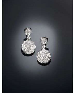 563-PENDIENTES COLGANTES DE PAVÉ DE BRILLANTES DE 0. 94 CTS APROX