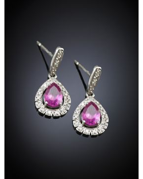 514-PENDIENTES DE BRILLANTES Y RUBIS. 0.45CTS.