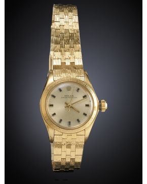 757-RELOJ PARA SEÑORA ROLEX OYSTER PERPETUAL. Nº 1.522.057. CAJA Y BRAZALETE EN ORO AMARILLO DE 18K. MOVIMIENTO AUTOMÁTICO. Esfera dorada. numeración a tr