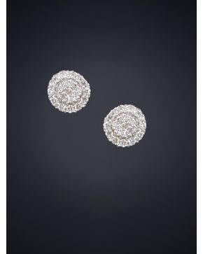 536-PENDIENTES DE BRILLANTES EN FORMA DE FLOR. Montura en oro blanco de 18k. 