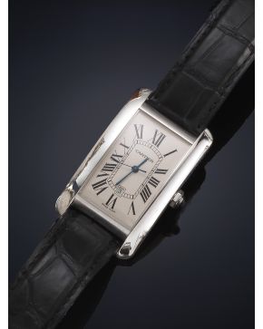 855-CARTIER TANK AMERICANO QUARZ. Nº 565996CE 1741. RELOJ DE PULSERA PARA CABALLERO. CAJA EN ACERO. MOVIMIENTO SUIZO DE CUARZO. Esfera blanca con numeraci