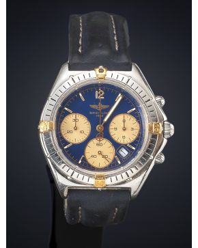 876-BREITLING 1884 CHRONO Nº B55046 1 2838. MOVIMIENTO SUIZO DE CUARZO. Esfera azul con numeración a trazos aplicados. agujas tipo bastón luminiscentes. c