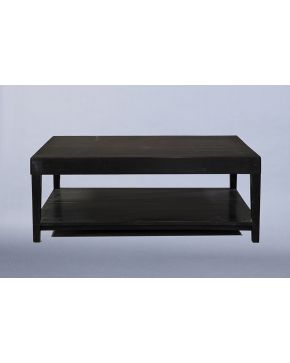 1159-Mesa de centro moderna en madera lacada en negro.