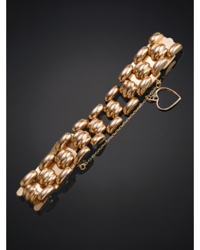 545-BRAZALETE AÑOS 40 DE GALLONES EN ORO ROSA DE 18K