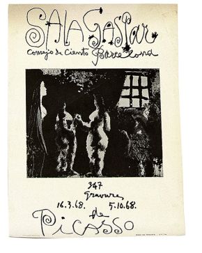 250-PABLO PICASSO. Cartel original sala Gaspar. Barcelona 1970. Medidas: 60 x 50 cm.