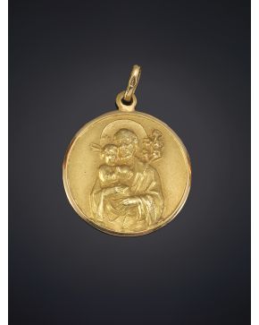 144-MEDALLA DE SAN JOSÉ CON NIÑO EN ORO AMARILLO DE 18K. 