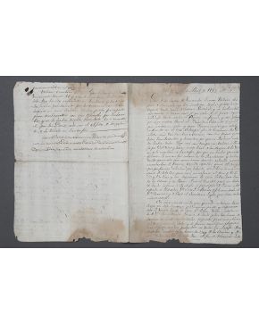 1150-[Simon Bolivar] [Manuscrito - Relación de Sucesos] - 1º de Abril de 1815. El Gral de las tropas de Venezuela Simon Volivar después de derrotado por lo