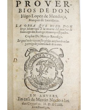 1139-Proverbios de Don Iñigo Lopez de Mendoça. Marques de Santillana. La obra que hizo