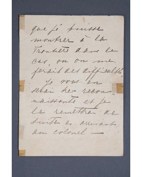 1148-(MATA - HARI). Carta manuscrita autógrafa de la famosa espía. cuartilla en papel con el membrete del antiguo Hotel Ritz. Paseo del Prado.