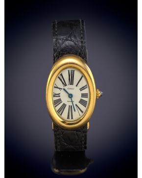 719-CARTIER MODELO BAIGNOIRE. RELOJ DE PULSERA PARA SEÑORA, C.1970. CAJA EN ORO AMARILLO DE 18K. 