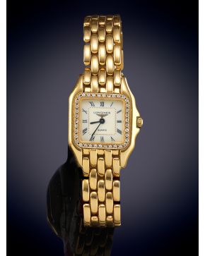 791-Longines reloj panther en oro amarillo de 18k para señora. Movimiento suizo de cuarzo.