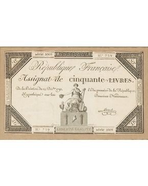 2492-Asignado de la Republica Francesa Emitidio 12/12/1792, Francia.