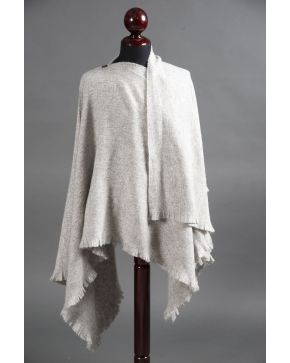 1054-CAROLINA HERRERA PONCHO EN LANA GRIS, TALLA M.