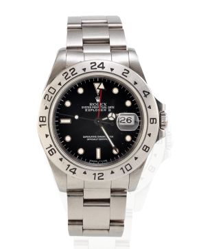 818-ROLEX EN ACERO EXPLORER II REF. 16570. AÑO1991  Caja de 39mm de diámetro y brazalete en acero. Movimiento automático. Esfera negra con numeración 