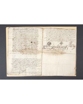 1245-Testimonio de los servicios del General Melchor de Rodas y Santiago Mayor Juan Olmedo de Valdes Vinabuelo y Padre de don Melchor de Rodas y Olmedo. Soporte: Papel con sello de 1642 y 1643, 165