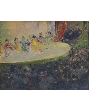 2297-ABEL TRUCHET(1857-1918) Tarde de ópera" Óleo/tabla.  Medidas: 24 x 32,5 cm. "