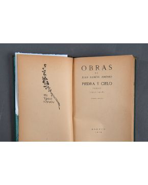 1246-JUAN RAMÓN JIMENEZ Piedra y cielo  Verso (1917-1978). Primera edición. Establecimiento tipografico de Fontanet. Madrid, 1919.  