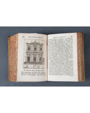 1249-GREGORIO ROISECCO Roma Antica e Moderna o sia nuova descrizione di tutti gl'Edificj Antichi, e Moderni Sagri, e Profani della Città di Roma.  Tres tomos ilustrados con 203 grabados. Editado