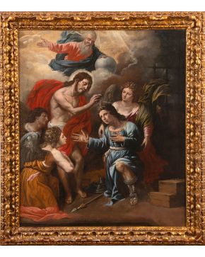 1060-FRANCESCO SOLIMENA (Canale di Serino, 1657- Nápoles, 1747) Tema desconocido Óleo sobre lienzo. Firmado y fechado en 1733. Medidas: 126 x 103 cm. 