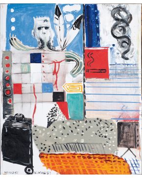 138-ABRAHAM LACALLE (Almería 1962) Esfúmese. 1999 Óleo sobre lienzo Firmado, fechado y titulado "Esfumese 1999" Medidas: 120 x 110,5 cm.  Obra expues"