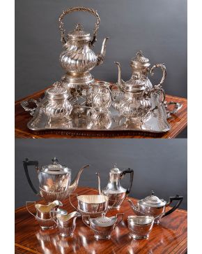 1188-TIFFANY & Cº Muy elegante juego de café y té en metal plateado estilo neoclásico con marcas. Realizado por la prestigiosa casa entre 1891-1902, b