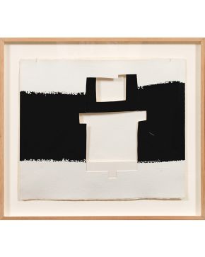 216-EDUARDO CHILLIDA (San Sebastián 1924 - 2002) Homenaje a José Miguel Barandiaran I. 1994  Serigrafía sobre tres capas de papel Eskulan recortadas "