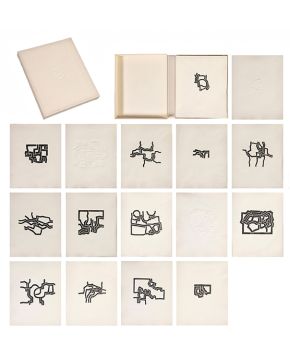 215-EDUARDO CHILLIDA (San Sebastián 1924 - 2002)  Jorge Guillén: Mas Allá. 1973 Libro de artista con 16  xilografías y troquelado sobre papel Auvergn"