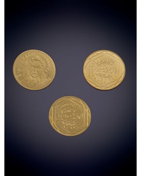 1083-MONEDAS FRANCESAS DE CURSO LEGAL 250 EUROS MARIANNE 2017, 2018 Y 2019