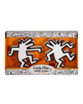 229-AFTER KEITH HARING (Nueva York 1958-1990) Dancing dog  pareja de reposalibros en madera para VILAC Medidas