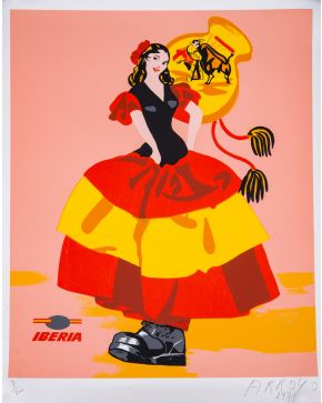 350-EDUARDO ARROYO (Madrid 1937-2018) "Gitana-Iberia". 1971 Serigrafía sobre p